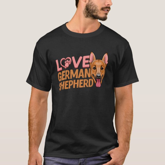 Camiseta Love Heart Paw German shepherd Cachorro K9 (Frente)