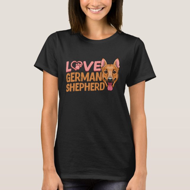 Camiseta Love Heart Paw German Shepherd Dog K9 (Frente)
