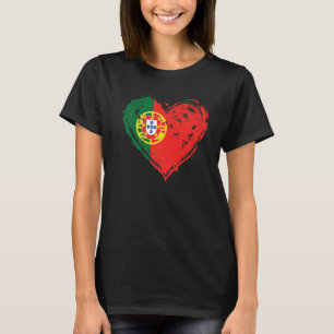 Camiseta Love Heart Portugal Vintage Retro Flag
