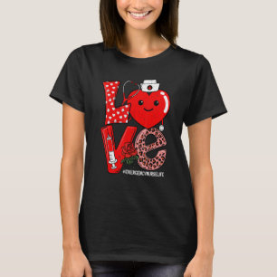 Camiseta Love Heart Stethoscope Emergência Enfermeira Valen