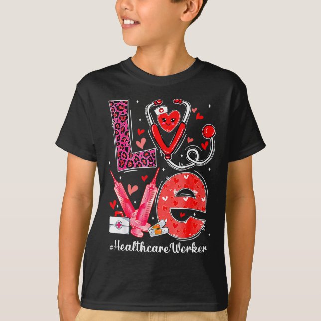 Camiseta Love Heart Stethoscope Healthcare Worker Funny Val (Frente)