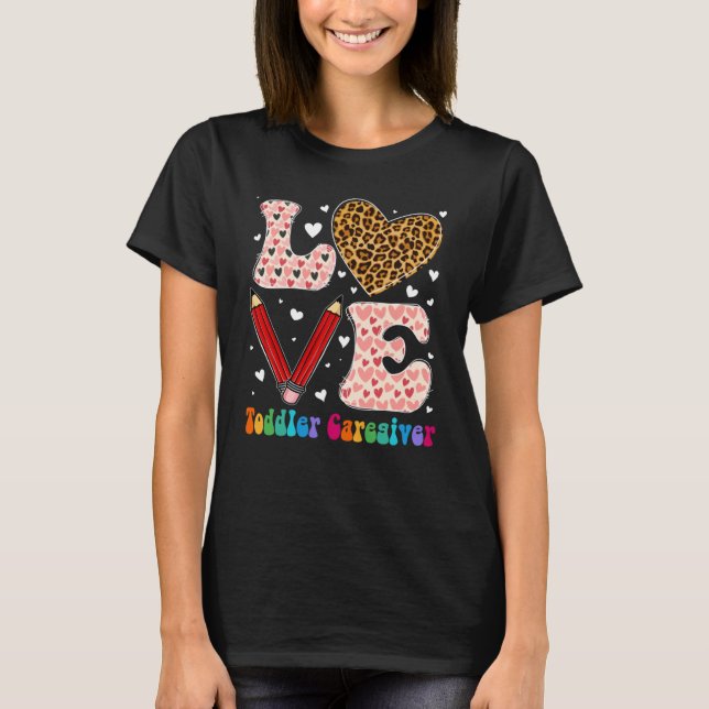 Camiseta Love Heart Toddler cuidando da Xadrez Leopard Vale (Frente)