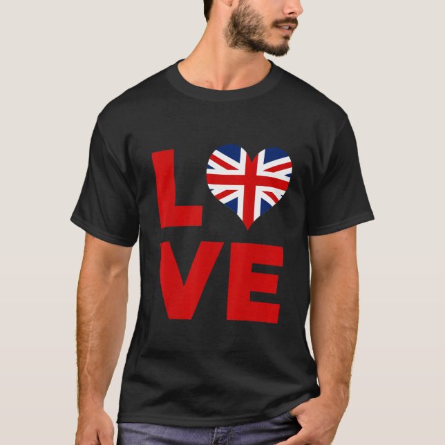 Camiseta Love Heart United Kingdom Flag (Frente)