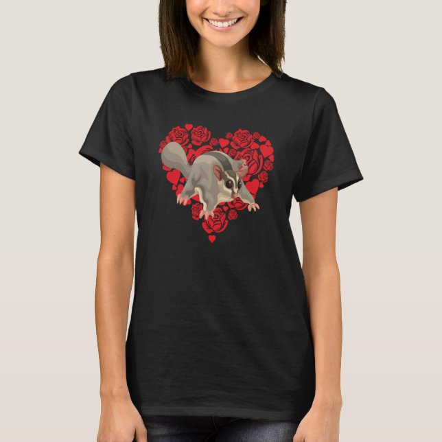 Camiseta Love Heart Valentine's Day Roses Sugar Glider Boys (Frente)