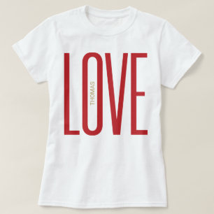 Camiseta Love High Letters Red Dourado Monograma Chic Desig