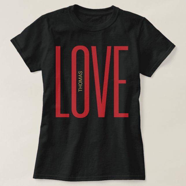 Camiseta Love High Letters Red Ouro Monograma Chic Design (Frente do Design)