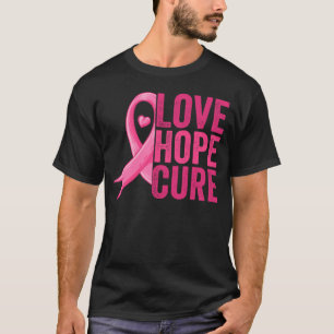 Camiseta Love Hope Cure Mês de consciência do câncer de mam
