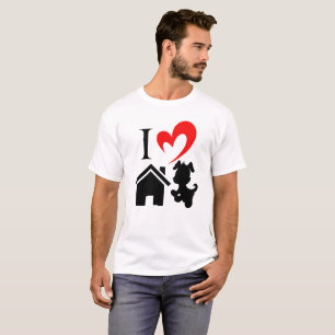 Camiseta Love House Dog Heart Dia de os namorados Dog Adora