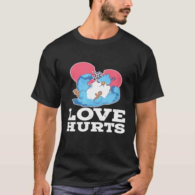 Camiseta Love Hurt Parrots Bird Budgerigar Broken Heart-S (Frente)