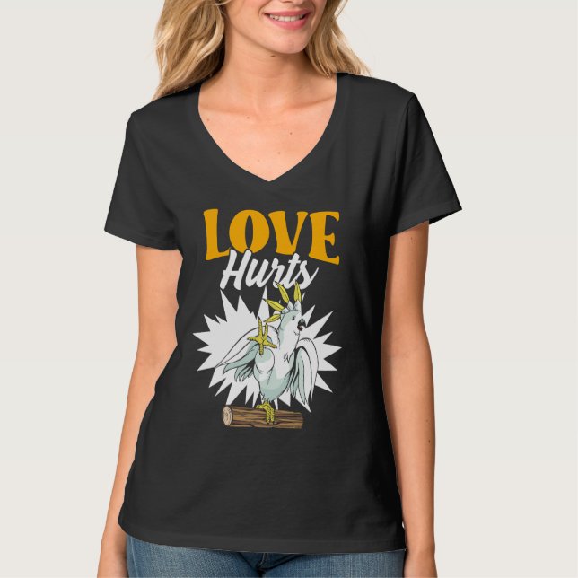 Camiseta Love Hurts Eclectus Male Parrot Biting Finger for  (Frente)