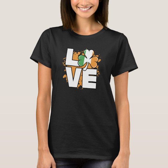 Camiseta Love Ireland Flag Shamrock Irish Pride Rua Patrick (Frente)