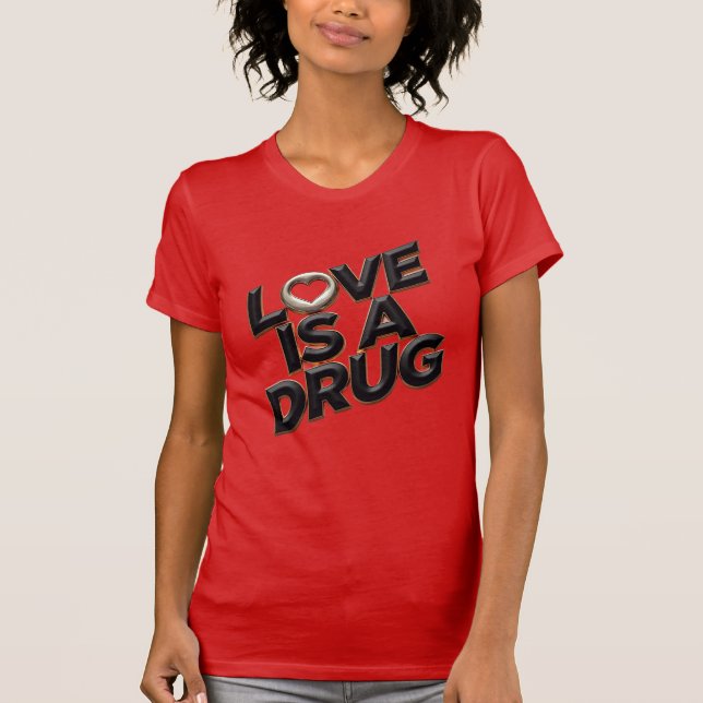 Camiseta Love Is A Drug 3D Chrome Heart Y2K Streetwear (Frente)