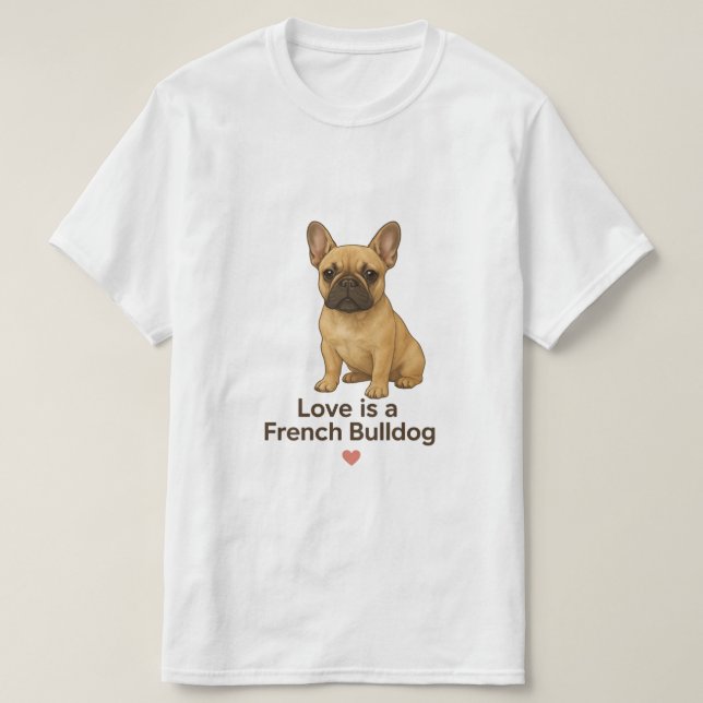 Camiseta Love is a French Bulldog – Cute Realistic Frenchie (Frente do Design)