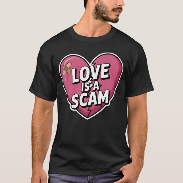 Camiseta Love Is a Scam Anti Valentine Heart (Frente)