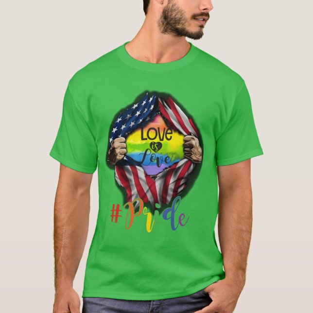 Camiseta Love is Love Pride LGBT Supports American Flag boy (Frente)