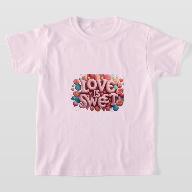 Camiseta Love Is Sweet Valentine Wedding Typography (Postura )