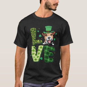 Camiseta Love Jack Russell Terrier Leopard Shamrock Rua Pat