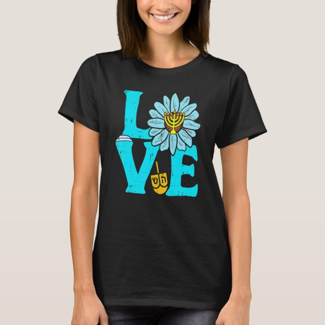 Camiseta Love Jewish Daisy Hanukkah Pajamas Chanukah PJs Wo (Frente)