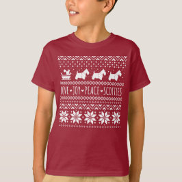 Camiseta Love Joy Peace Scotties Natal Holiday Dogs