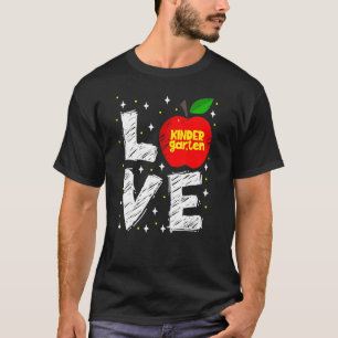Camiseta Love Kindergatern Apple Primeiro Dia de Ensino
