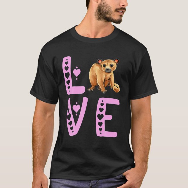 Camiseta Love Kinkajou Heart Kinkajou Lover Prehensil Anim (Frente)