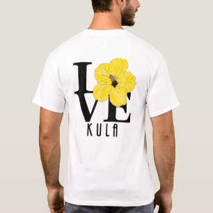 Camiseta LOVE Kula Hawaii Yellow Hibiscus (impressão trasei