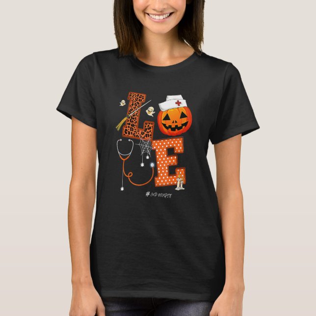 Camiseta Love L&d Nurse Halloween Costume Pumpkin Stethosco (Frente)