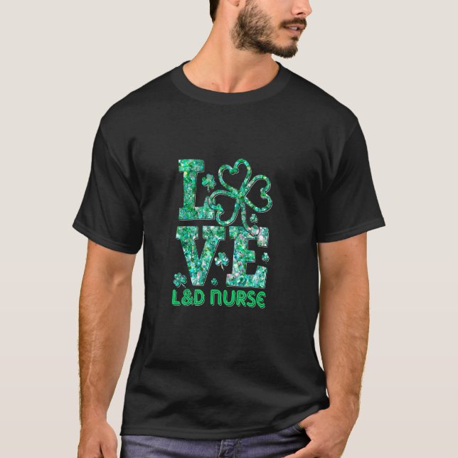 Camiseta Love L&d Nurse Shamrock Dia de São Patrício escrub (Frente)