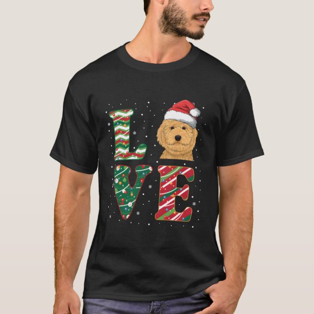 Camiseta Love Labradoodle Papais noeis Cachorro Cachorro Pa (Frente)