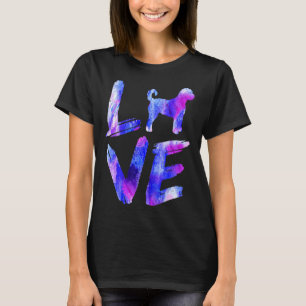 Camiseta Love Labradoodle Watercolor Blue Dog Mãe Pai 1