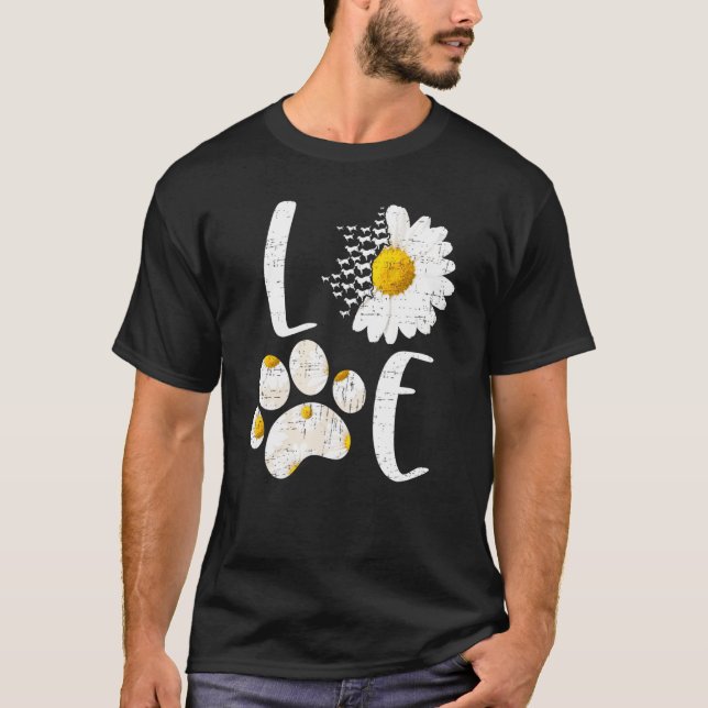 Camiseta Love Labrador Retriever Costume Dog Paw Daisy Flow (Frente)