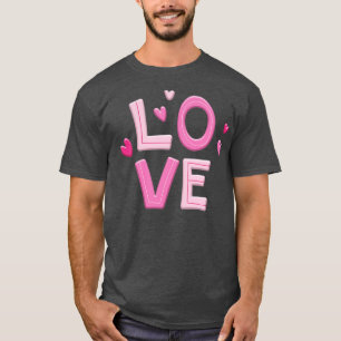 Camiseta Love Letters Pink Hearts Typografia Dia de os namo