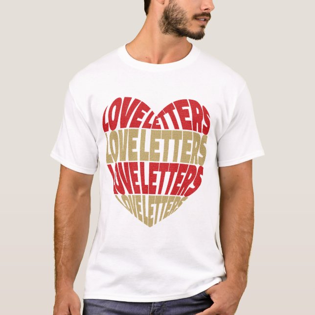 Camiseta Love Letters Red Dourado Glitter Heart (Frente)