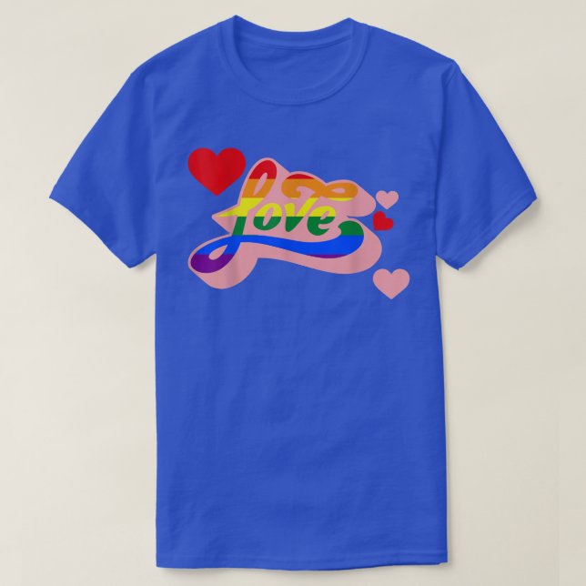 Camiseta Love LGBT-Q Retro Rainbow Flag Orgulho gay Ally Eq (Frente do Design)