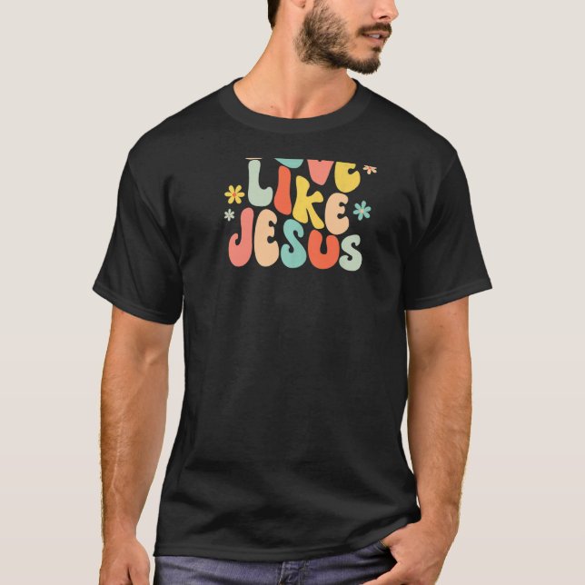 Camiseta Love Like Jesus Christian Trendy Words on Back   (Frente)