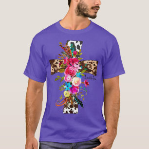 Camiseta Love Like Jesus Leopard Floral Cross Christian Eas