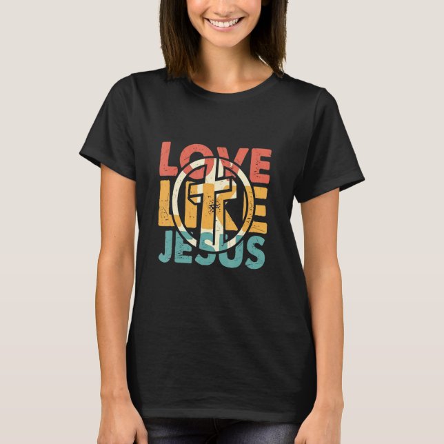Camiseta Love Like Jesus Positive Catholic Preppy Retro Chr (Frente)