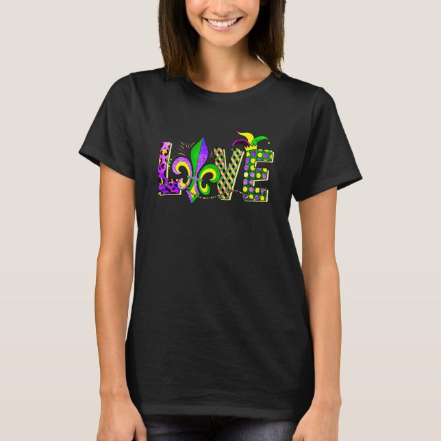 Camiseta Love Mardi Gras Beads for women Carnival Parade (Frente)