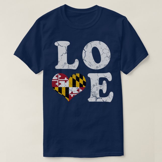 Camiseta Love Maryland Flag Home Family Fade (Frente do Design)