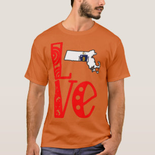 Camiseta Love Massachusetts em Art Block Letters