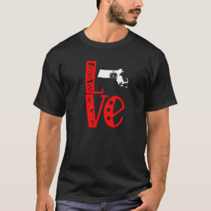 Camiseta Love Massachusetts In Block Letters