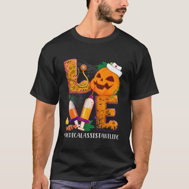 Camiseta Love Medical Assistant Enfermeira Vida Halloween C (Frente)