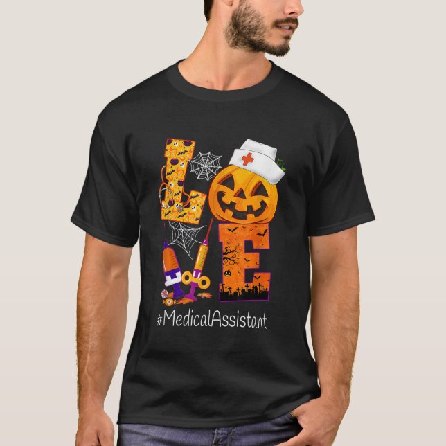 Camiseta Love Medical Assistant Halloween Costume Pumpkin S (Frente)