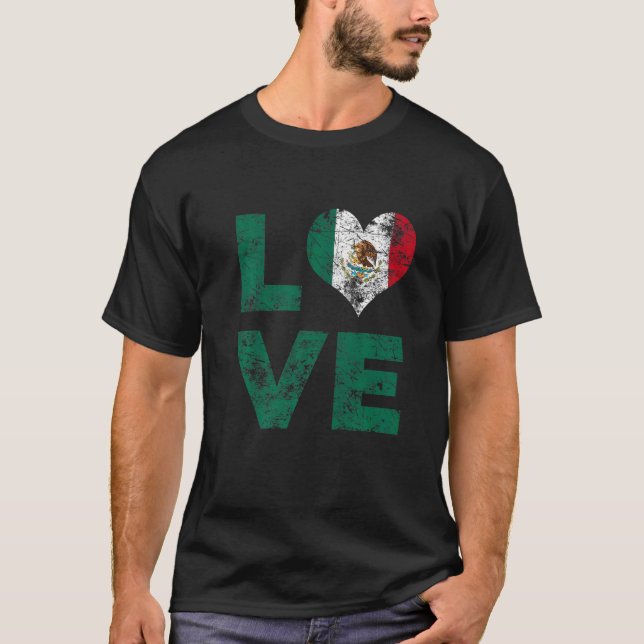 Camiseta Love Mexico Flag Vintage México Férias 2 (Frente)
