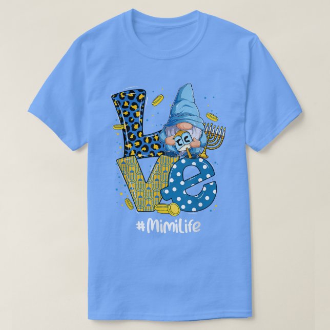 Camiseta Love Mimi Life Leopard Gnomo Happy Chanukah Gnomo (Frente do Design)