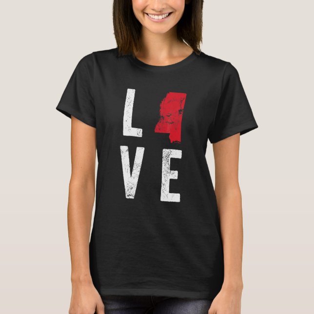 Camiseta Love Mississippi Mapeia a Independência Americana (Frente)