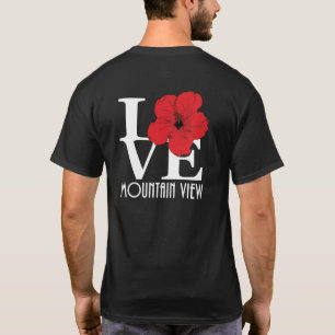 Camiseta LOVE Mountain View Hawaii red Hiiscus