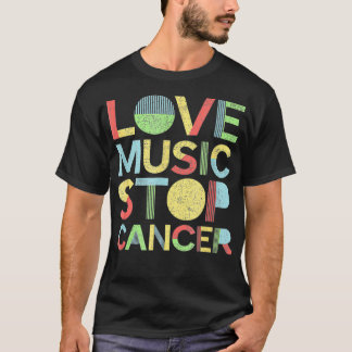 Camiseta Love Music Stop Cancer Jude Cancer pai 