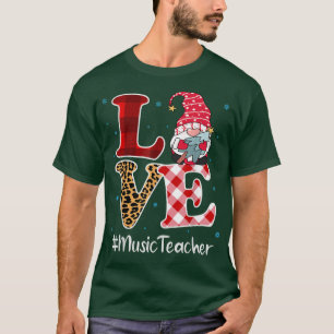 Camiseta Love Music Teacher Gnome Christmas Matching Pajama