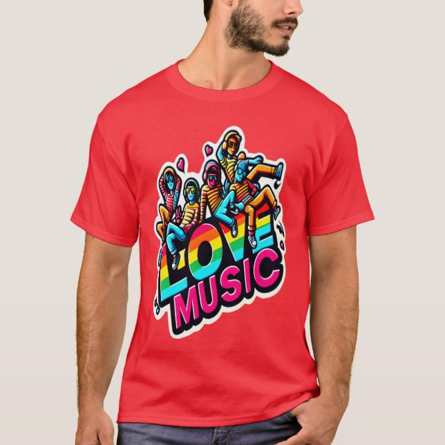Camiseta Love Music vivid retro (Frente)